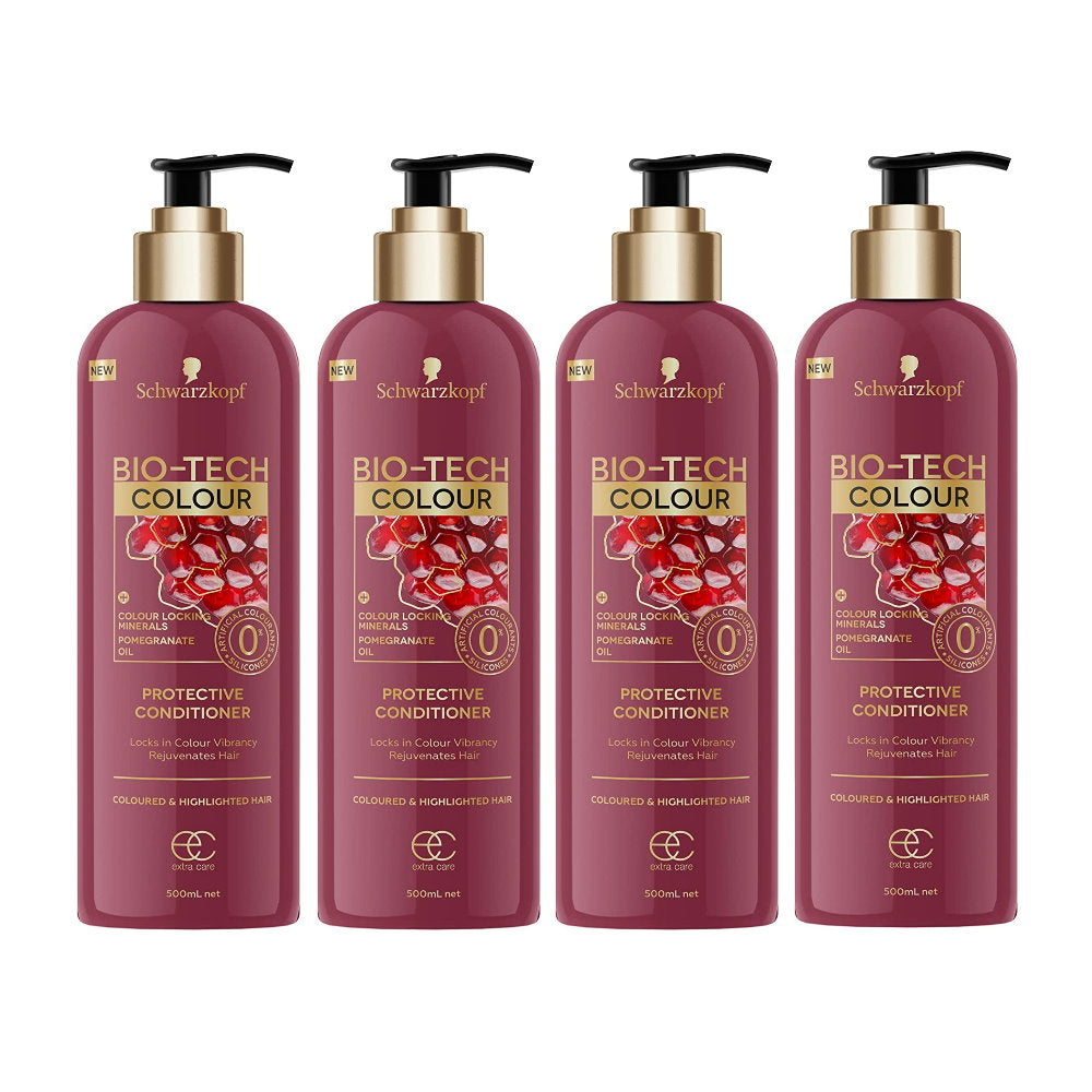 4x Schwarzkopf Extra Care BioTech Conditioner Colour + Colour Locking Minerals Pomegrante Oil 500ml