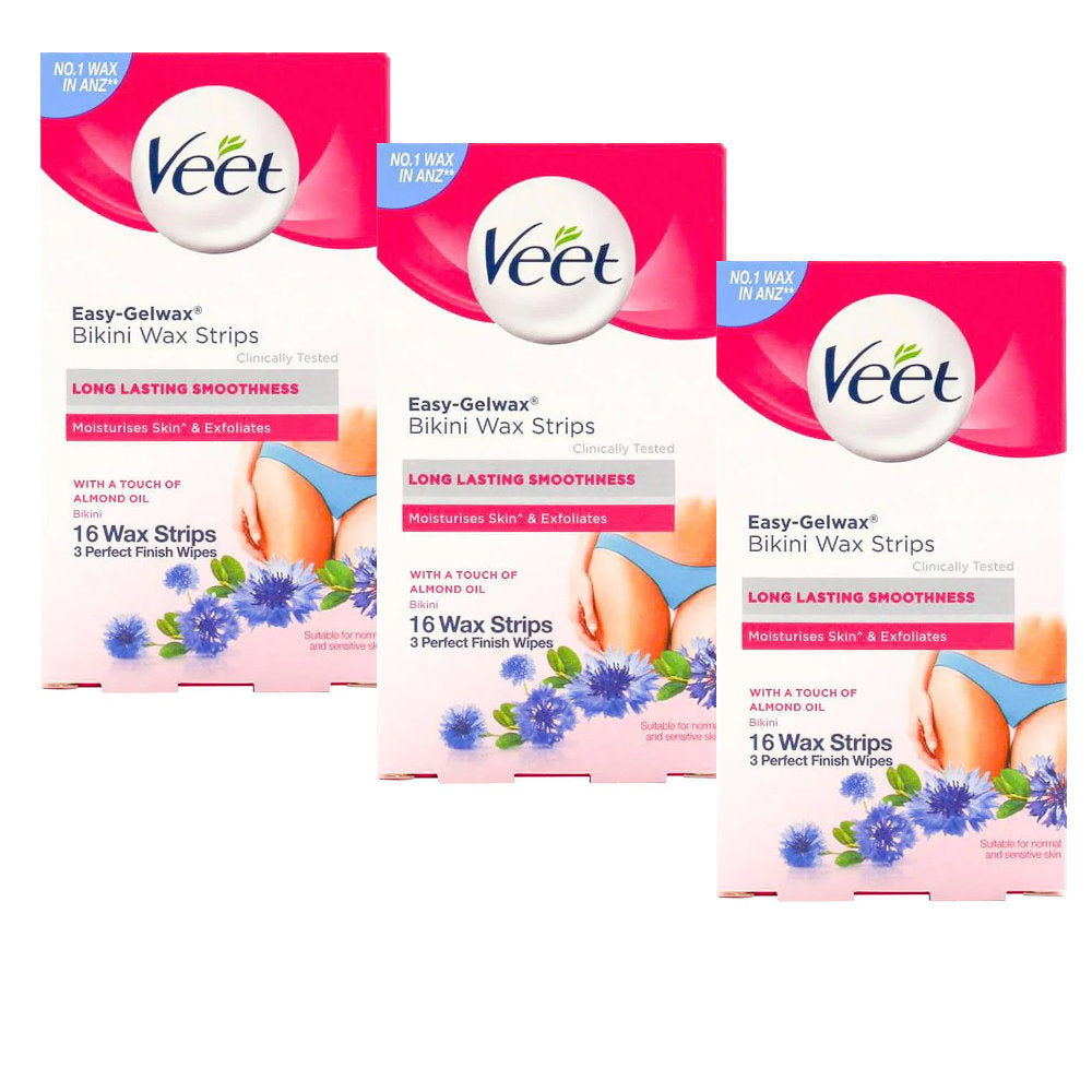 3x Veet Bikini Wax 16 Strips EXP 30/08/2025