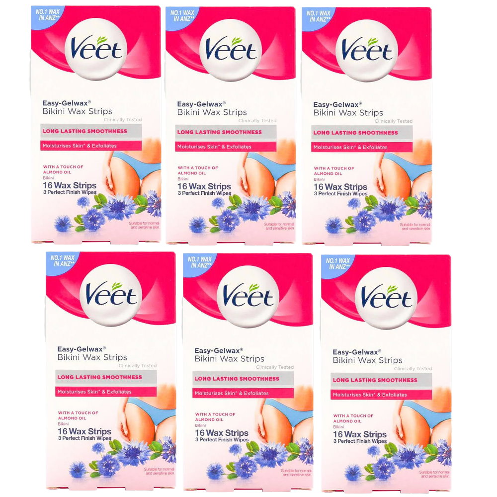 6x Veet Bikini Wax 16 Strips EXP 30/08/2025