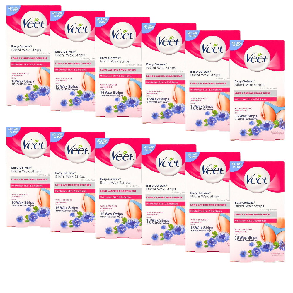 12x Veet Bikini Wax 16 Strips EXP 30/08/2025
