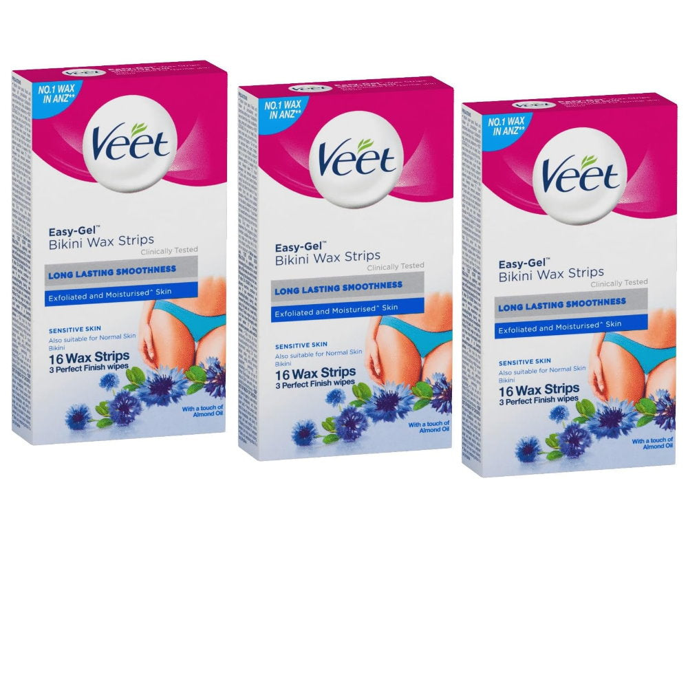 3x Veet Bikini Wax 16 Strips EXP 30/08/2025