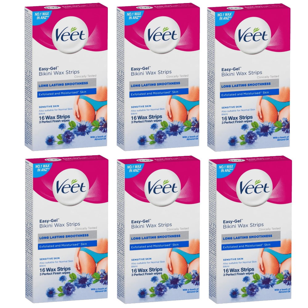 6x Veet Bikini Wax 16 Strips EXP 30/08/2025