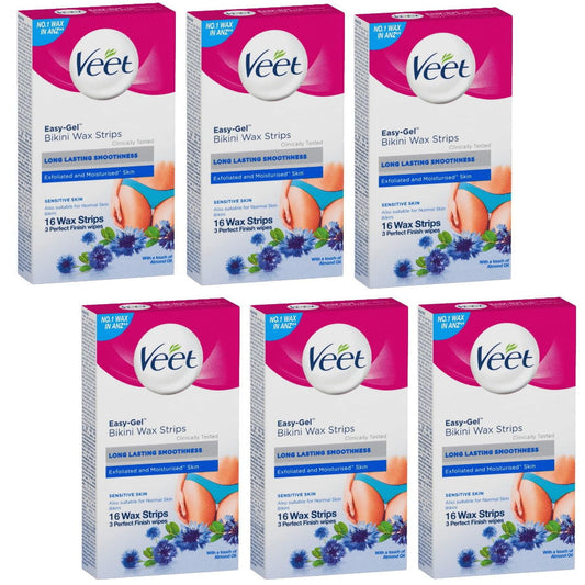6x Veet Bikini Wax 16 Strips EXP 30/08/2025