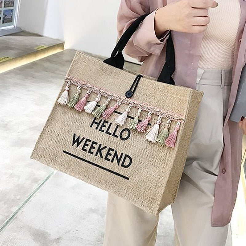 Rosy Lane Weekend / Day Bag - Hello Weekend Hand Bag, Tan