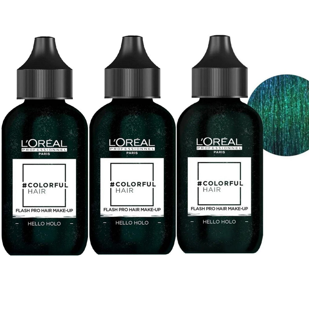 Buy 3 x L'Oreal Colorful Hair Flash Pro Hair Make Up 60mL Hello Holo - Makeup Warehouse