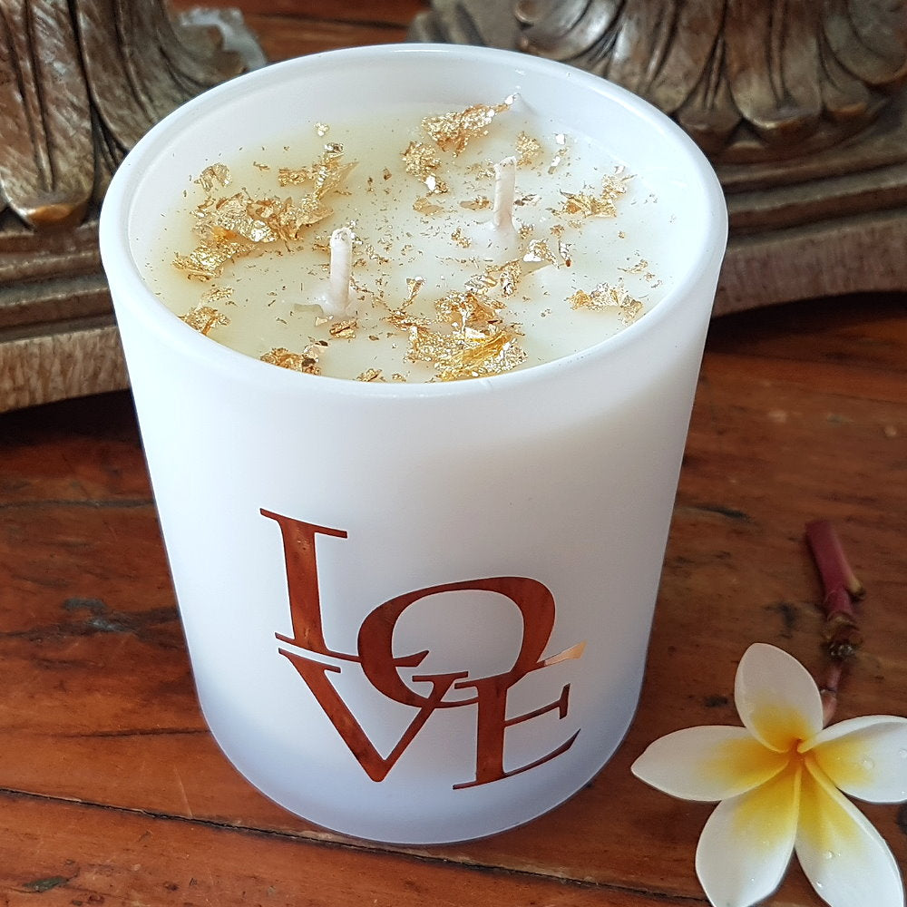 Rosy Gold Double Scented Candles Large Frosted Satin LOVE Lychee & Peony - Makeup Warehouse Australia