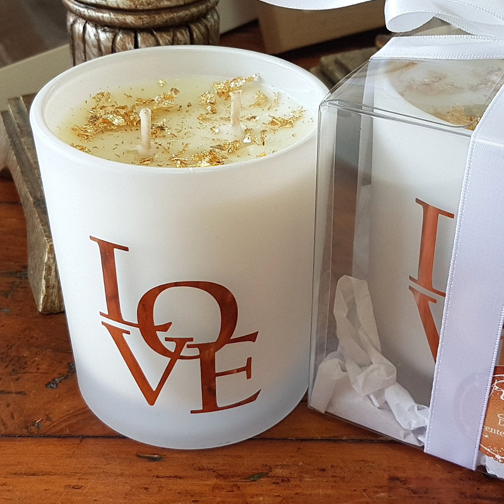 Rosy Gold Double Scented Candles Large Frosted Satin LOVE Lychee & Peony - Makeup Warehouse Australia