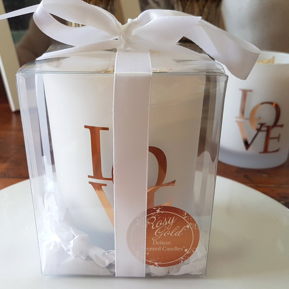 Rosy Gold Double Scented Candles Large Frosted Satin LOVE Lychee & Peony - Makeup Warehouse Australia