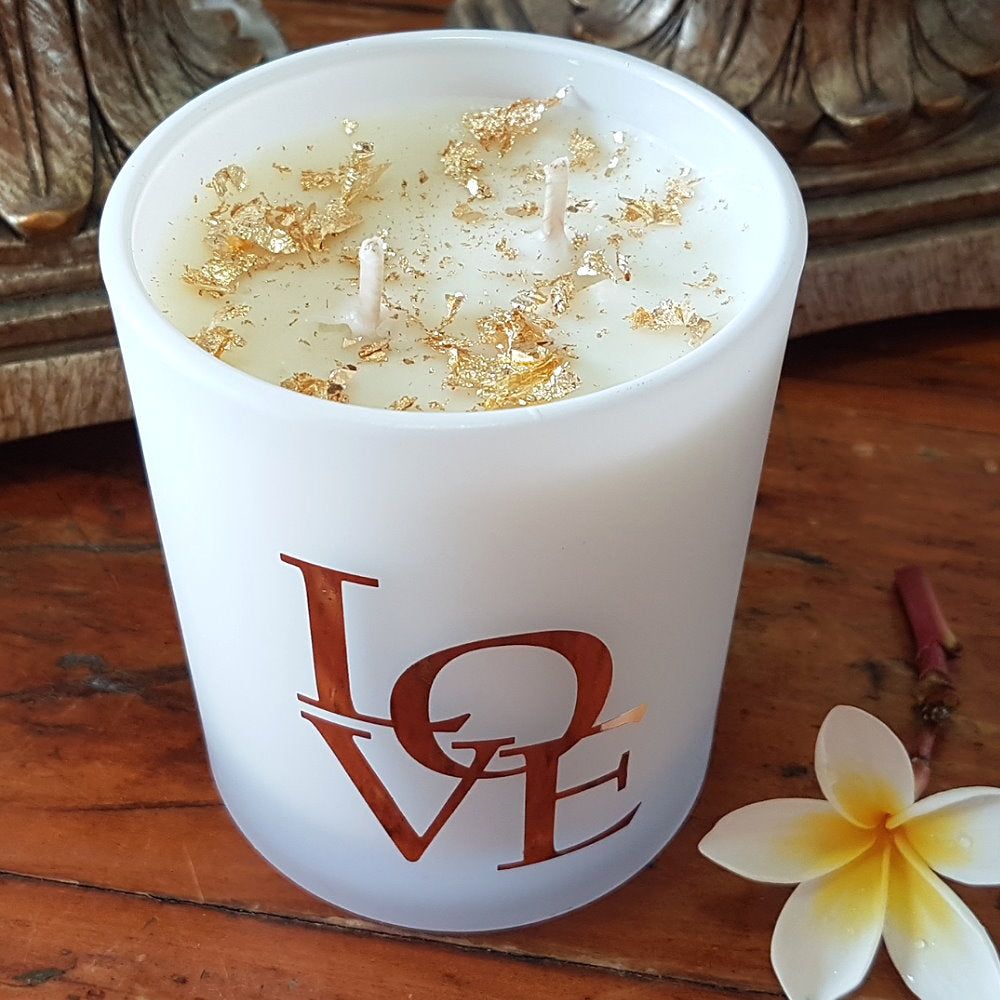 Rosy Gold Double Scented Candles Large Frosted Satin LOVE Lychee & Peony - Makeup Warehouse Australia