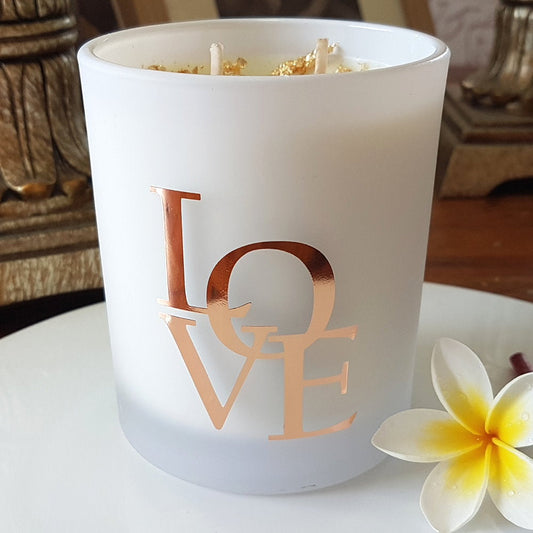 Rosy Gold Double Scented Candles Large Frosted Satin LOVE Lychee & Peony - Makeup Warehouse Australia