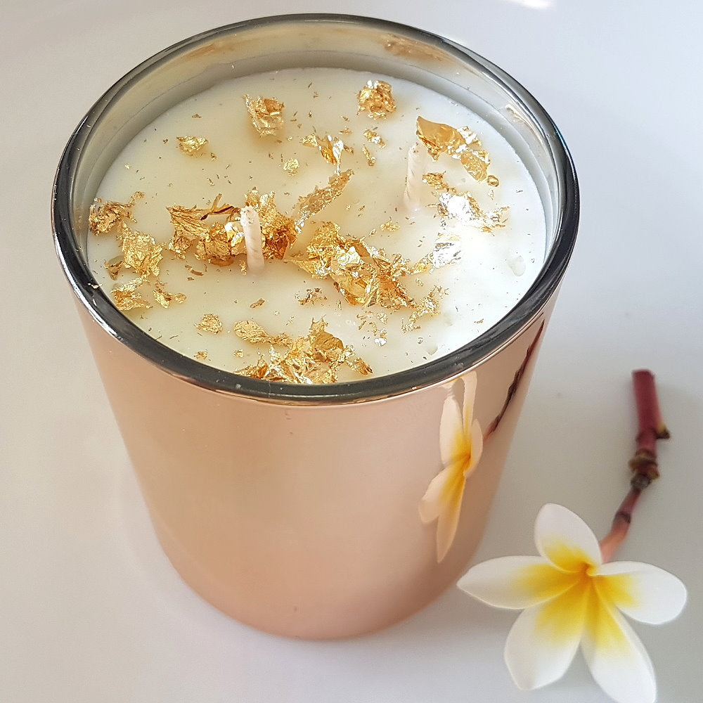 Rosy Gold Double Scented Candles Large Rose Gold Cherry Blossom - Makeup Warehouse Australia