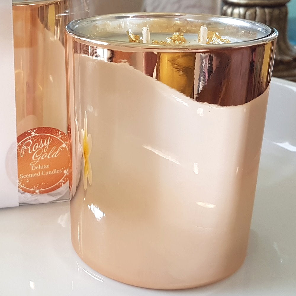 Rosy Gold Double Scented Candles Large Rose Gold Cherry Blossom - Makeup Warehouse Australia
