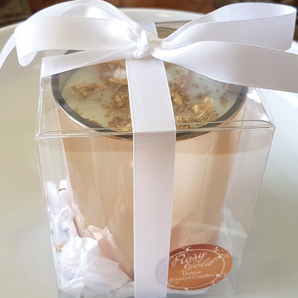 Rosy Gold Double Scented Candles Large Rose Gold Cherry Blossom - Makeup Warehouse Australia