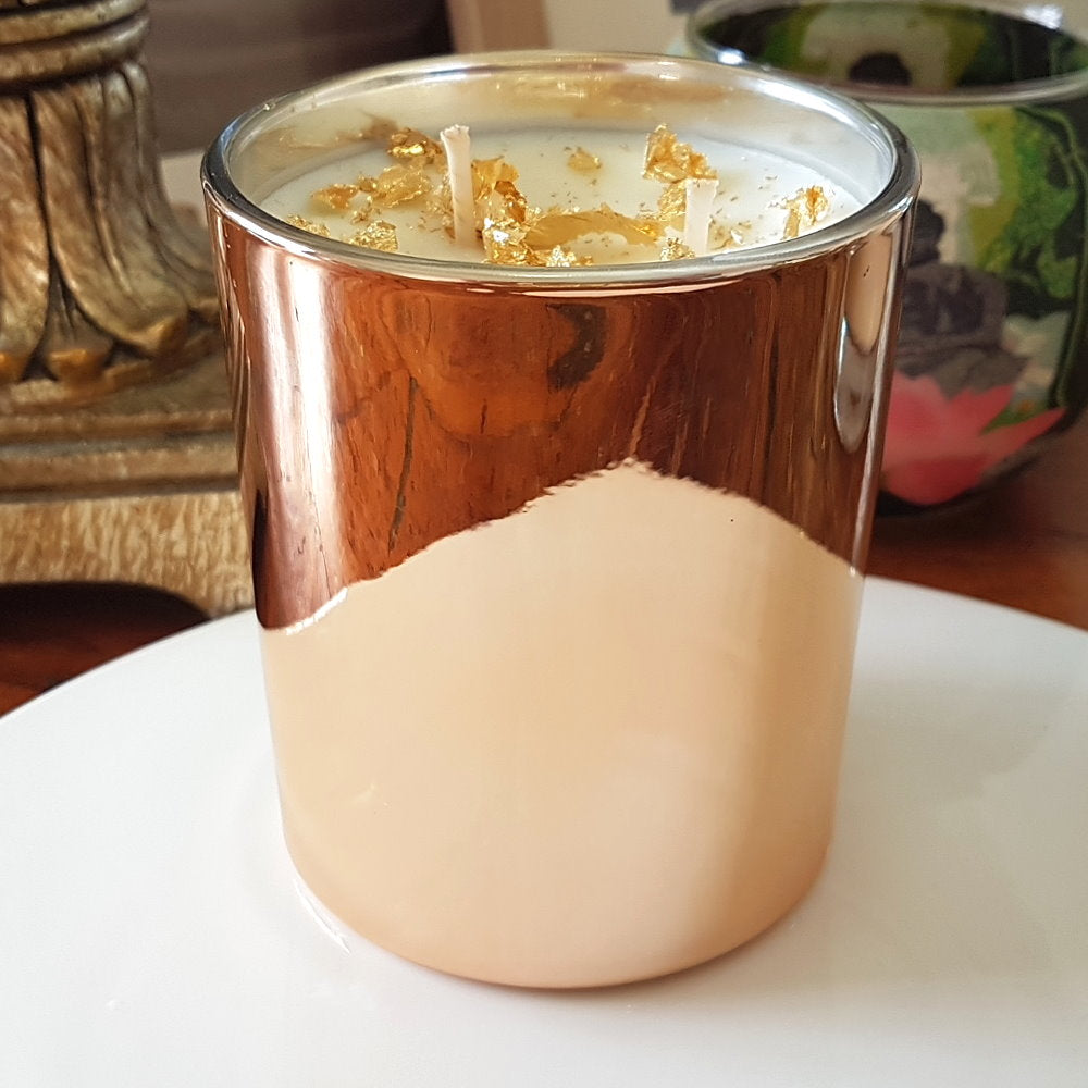 Rosy Gold Double Scented Candles Large Rose Gold Brown Sugar & Vanilla - Makeup Warehouse Australia