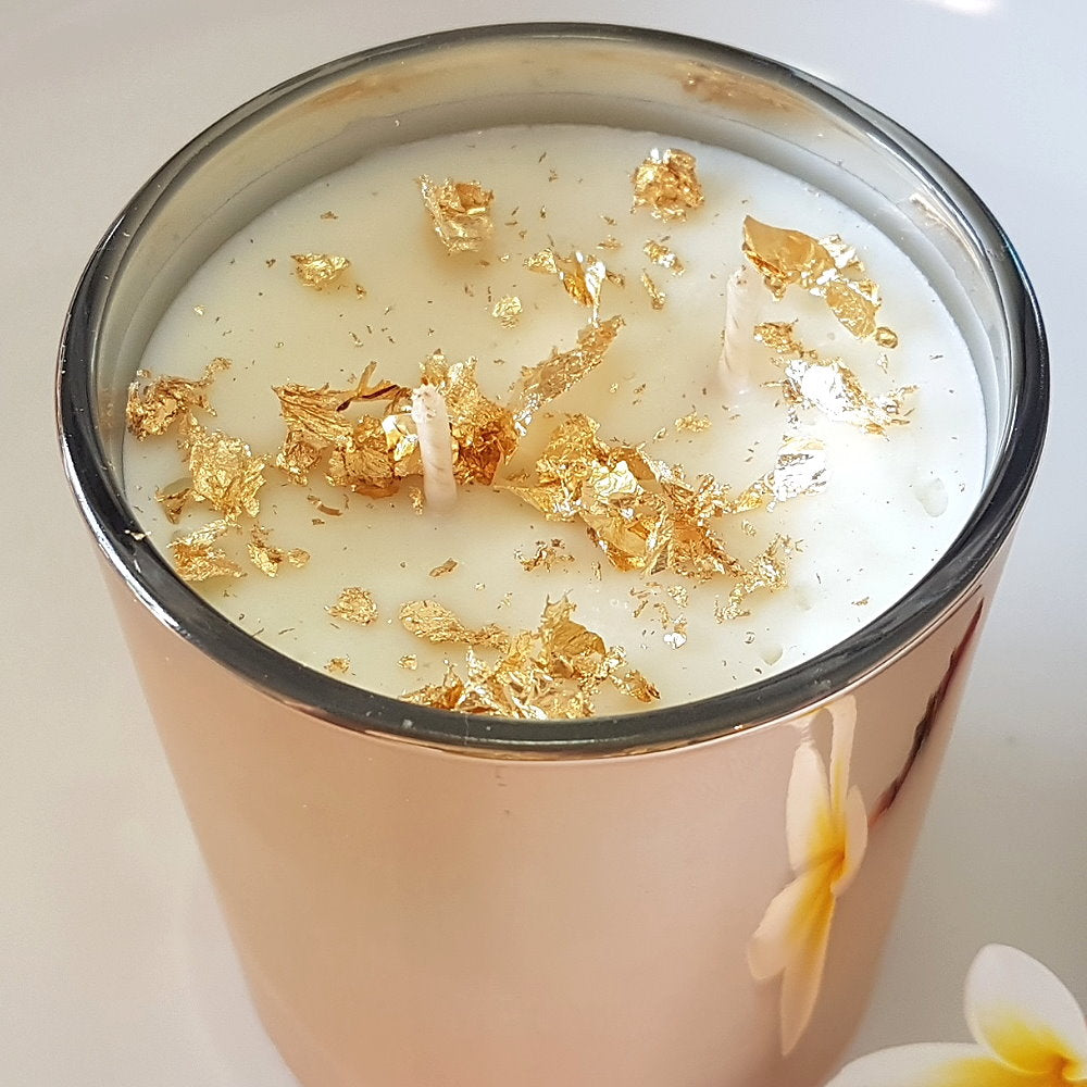 Rosy Gold Double Scented Candles Large Rose Gold Cherry Blossom - Makeup Warehouse Australia