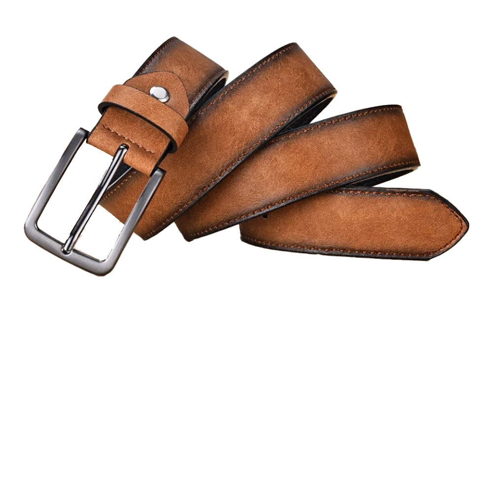 OSKA Men’s Pu Leather Belt Male Retro Cowboy - Tan Brown