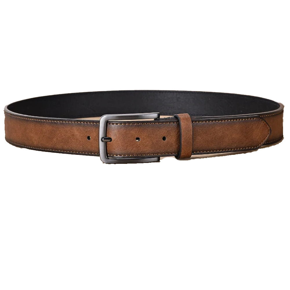OSKA Men’s Pu Leather Belt Male Retro Cowboy - Tan Brown