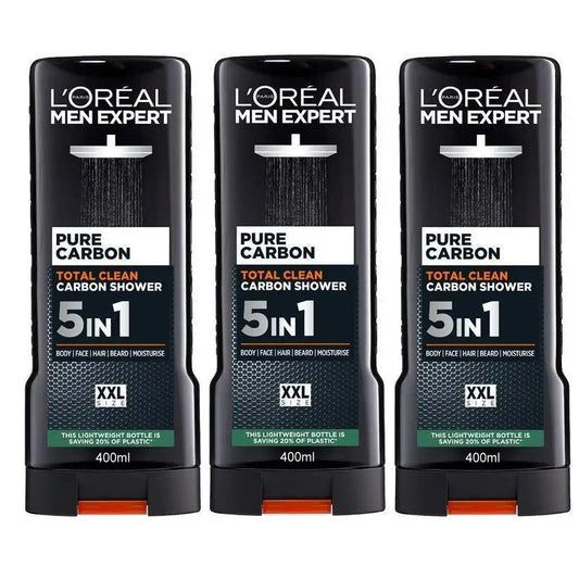 3x L'Oreal Paris Men Expert Pure Carbon Shower Gel 400mL