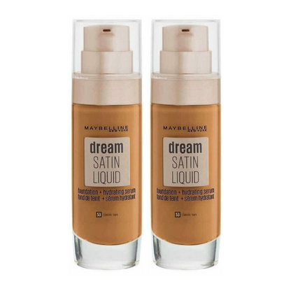 Two bottles of Maybelline Dream Satin Liquid Foundation in the shade '53 Classic Tan'.