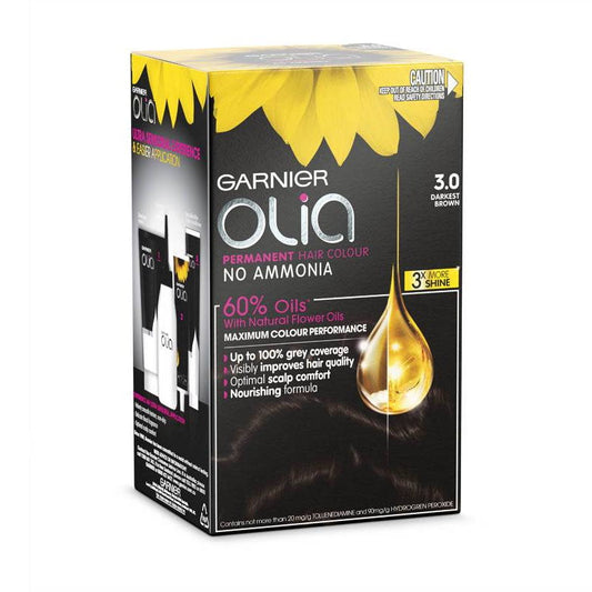 Garnier Olia Bold Permanent Hair Colour 3.0 Darkest Brown - Makeup Warehouse Australia