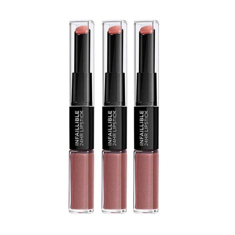 3x L'Oreal Paris Infallible 2 Step Lipstick 5.7ml 312 Incessant