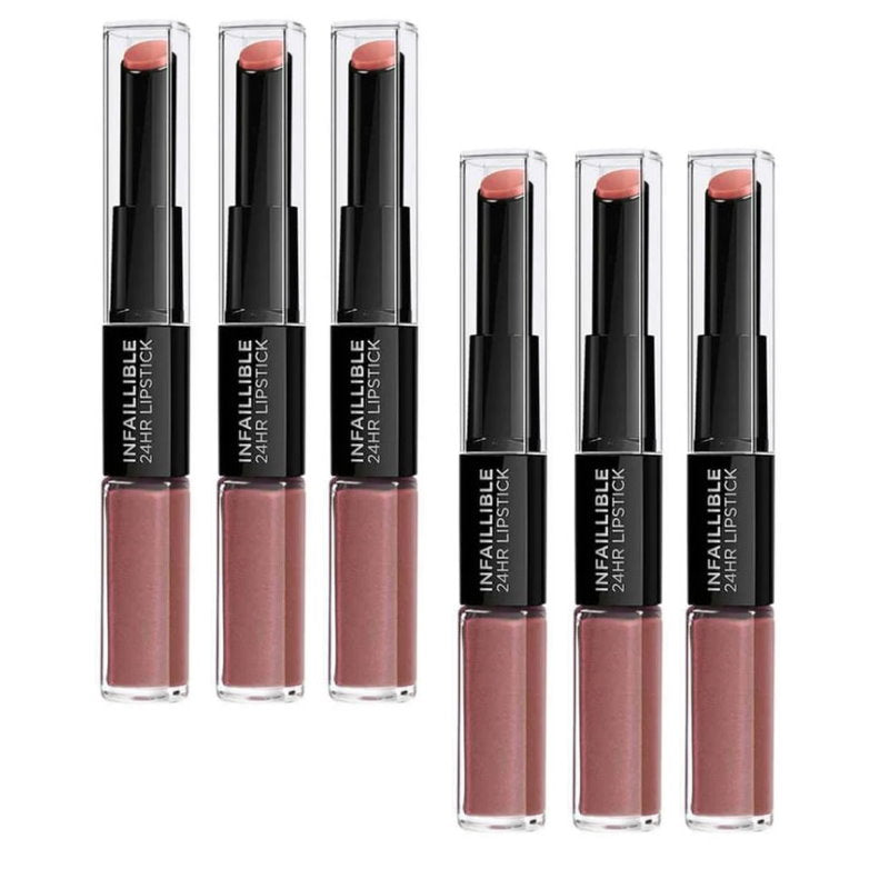 6x L'Oreal Paris Infallible 2 Step Lipstick 5.7ml 312 Incessant