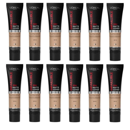 12x L'Oreal Paris Infaillible 32H Matte Cover Foundation 30ml 110 Cool Undertone
