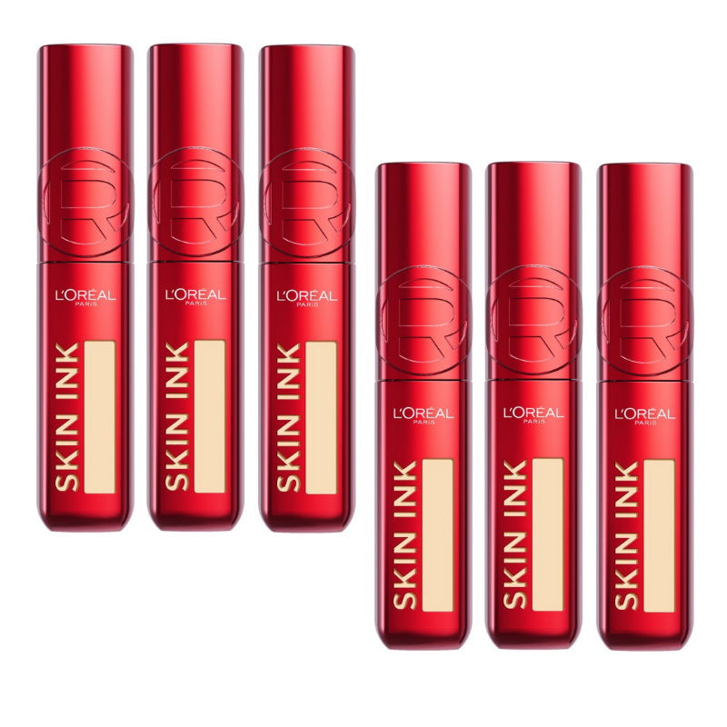 Set of 6 L'Oreal Skin Ink products on a white background Makeup Warehouse Australia 
