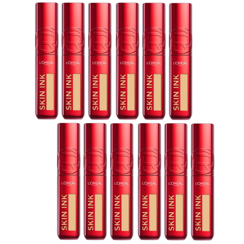 12x L'Oreal Paris Infallible Skin Ink 2 in 1 Foundation Concealer 15ml 180 Medium Cool