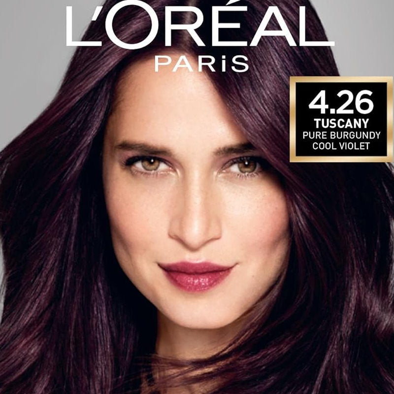 3x L'Oreal Paris Preference Permanent Hair Colour 4.26 Tuscany Pure Burgandy Cool Violet