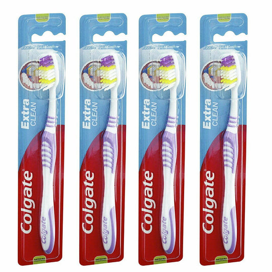 4x COLGATE Extra Clean Toothbrush MEDIUM BRISTLE ~ Oral Dental