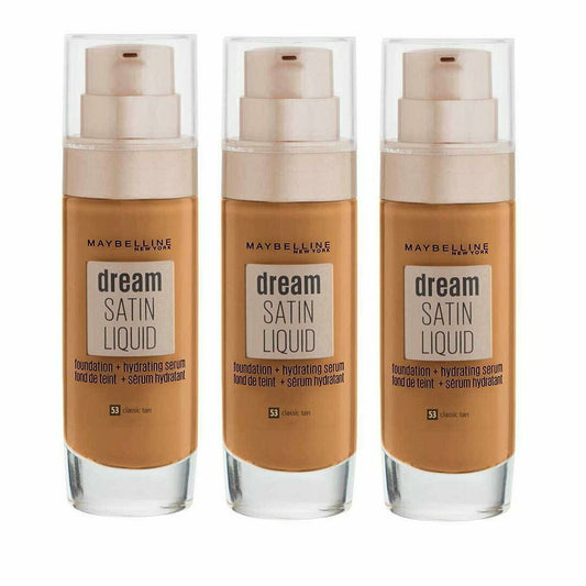 3x Maybelline Dream Satin Liquid Foundation with Hydrating Serum 53 Classic Tan