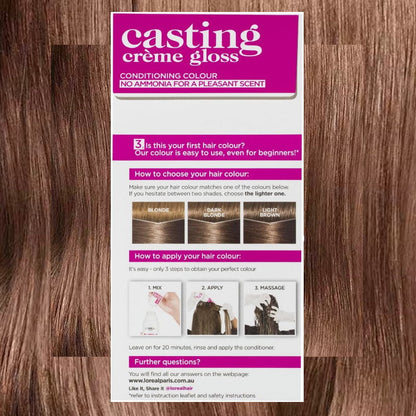 6x L'Oreal Paris Casting Creme Gloss Semi-Permanent Hair Colour 613 Iced Mochaccino