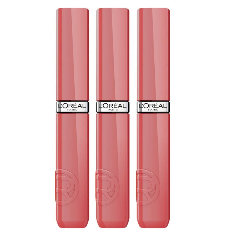 3x L'Oreal Paris Infallible Lacque Resistance Liquid Lipstick 4ml 600 Le Nu Rose
