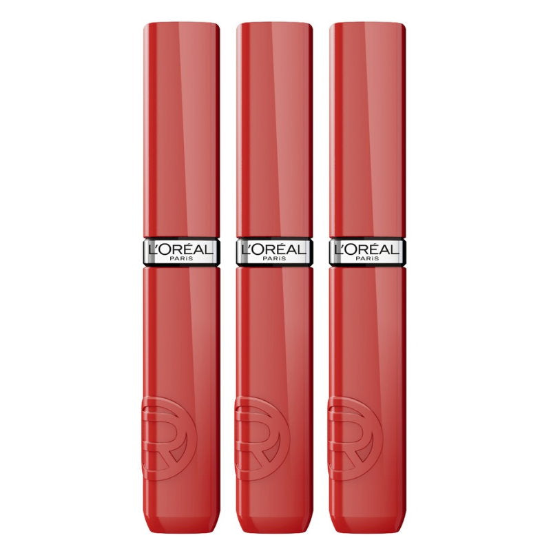 3x L'Oreal Paris Infallible Lacque Resistance Liquid Lipstick 4ml 635 Worth It Medium