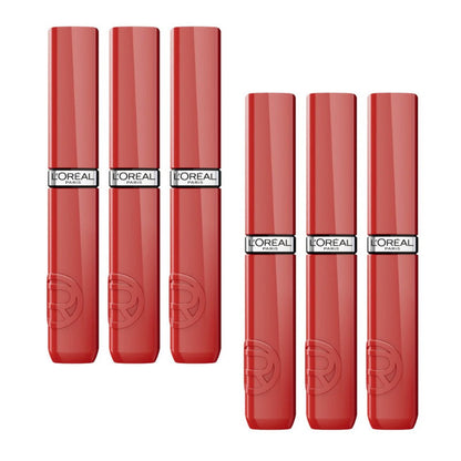 6x L'Oreal Paris Infallible Lacque Resistance Liquid Lipstick 4ml 635 Worth It Medium
