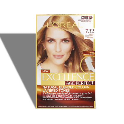 3x L'Oreal Paris Excellence Age Perfect Hair Colour 7.32 Dark Gold Rose Blonde