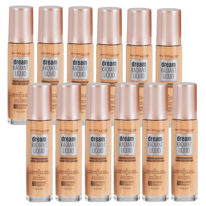 12pk Maybelline Dream Radiant Liquid Hydrating Foundation 70 Pure Beige - Makeup Warehouse Australia