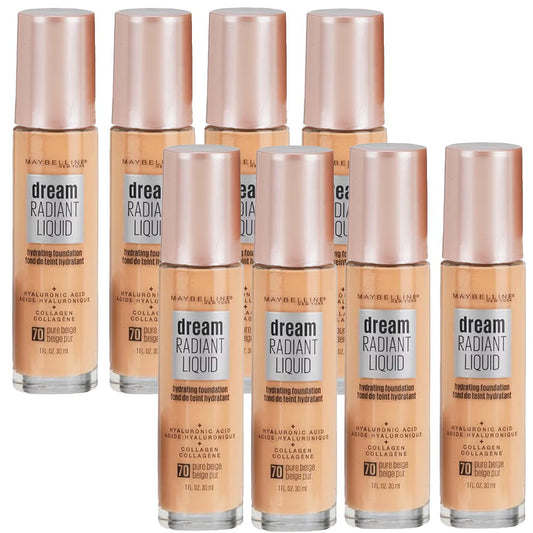 8pk Maybelline Dream Radiant Liquid Hydrating Foundation 70 Pure Beige - Makeup Warehouse Australia