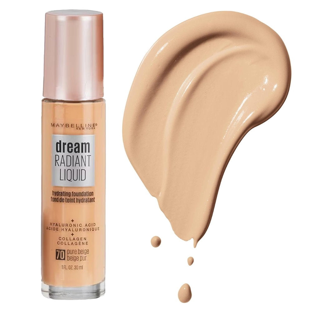 12pk Maybelline Dream Radiant Liquid Hydrating Foundation 70 Pure Beige - Makeup Warehouse Australia