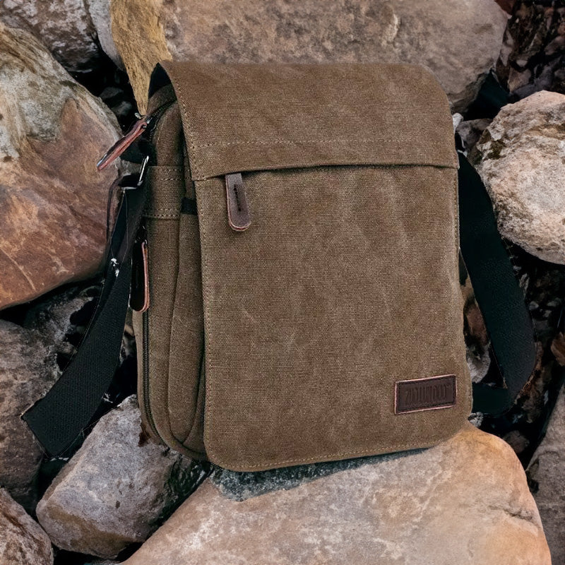 OSKA Men's Casual Canvas Shoulder Bag Coffee - Makeup Warehouse Australia 
