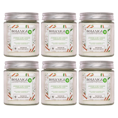 6x Air Wick Botanica Jasmine and Sri Lankan Cinnamon Leaf Candle 205g
