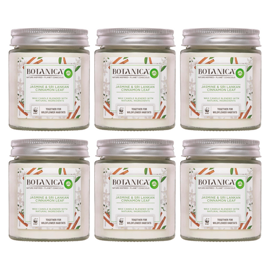 6x Air Wick Botanica Jasmine and Sri Lankan Cinnamon Leaf Candle 205g