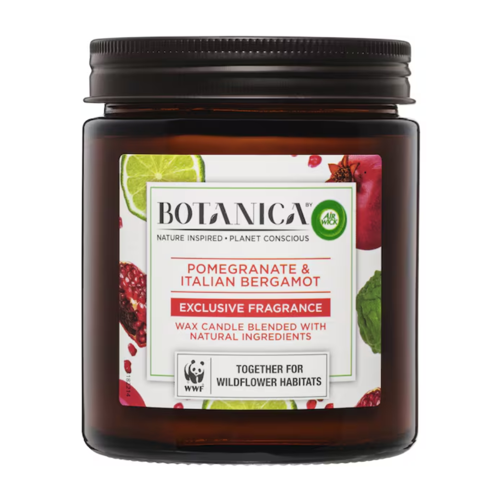 3x Air Wick Botanica Scented Fragrance Wax Candle Pomegranate and Italian Bergamot 205g