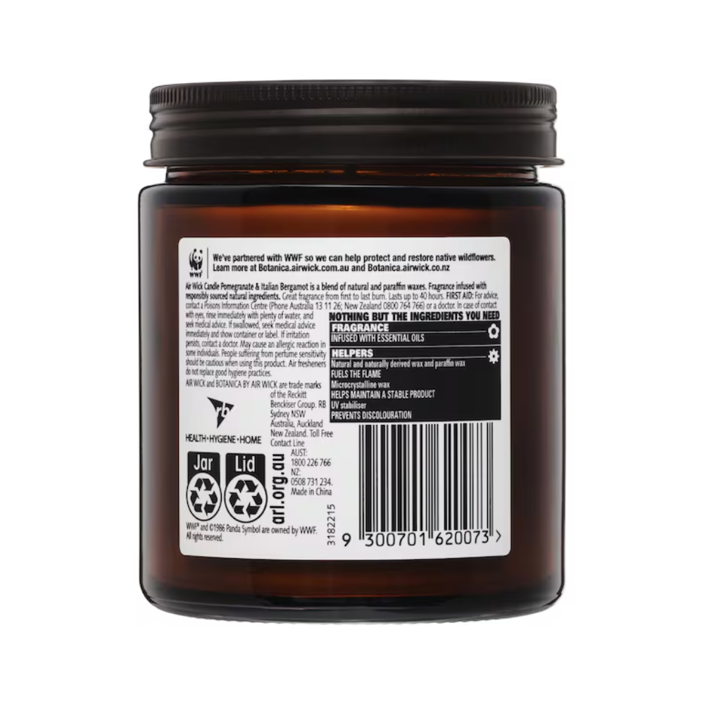 Air Wick Botanica Scented Fragrance Wax Candle Pomegranate and Italian Bergamot 205g