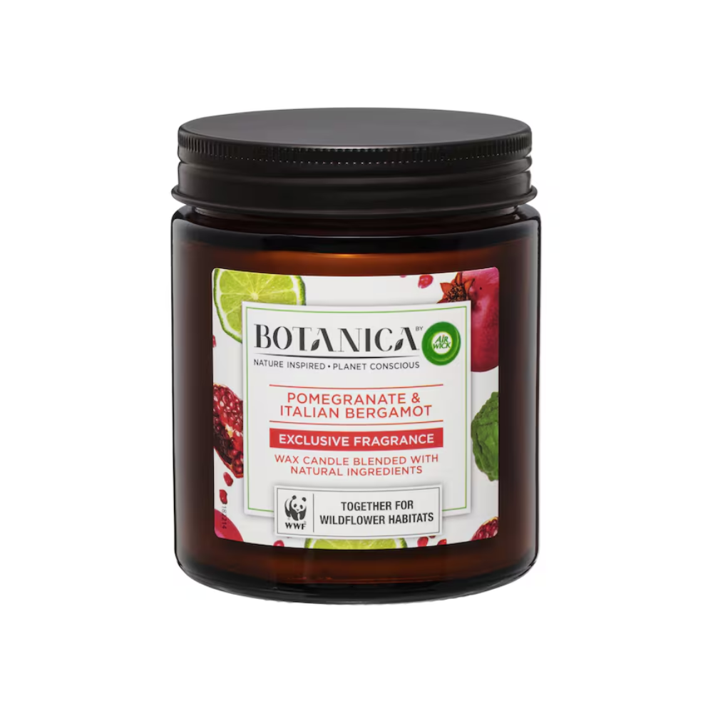 3x Air Wick Botanica Scented Fragrance Wax Candle Pomegranate and Italian Bergamot 205g