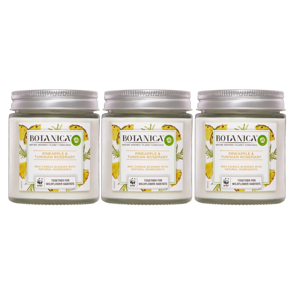 3x Air Wick Botanica by Pineapple and Tunisian Rosemary Candle 205g