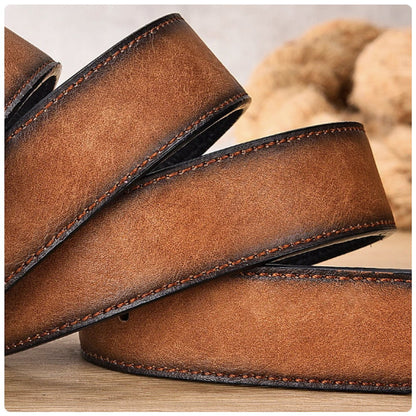 OSKA Men’s Pu Leather Belt Male Retro Cowboy - Tan Brown