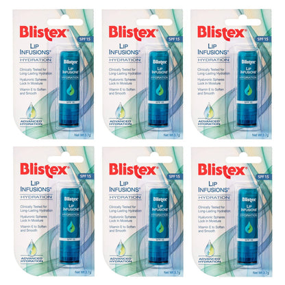 6x Blistex Lip Infusions Spf15 Hydration 3.7g