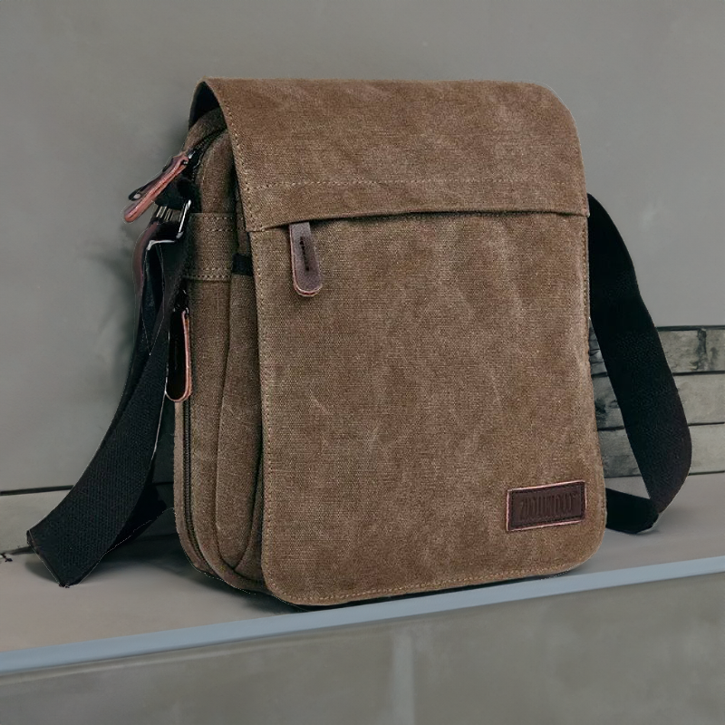 OSKA Men's Casual Canvas Shoulder Bag Coffee - Makeup Warehouse Australia 